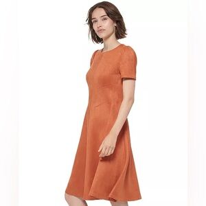 Calvin Klein Faux-Suede Short Sleeve Dress